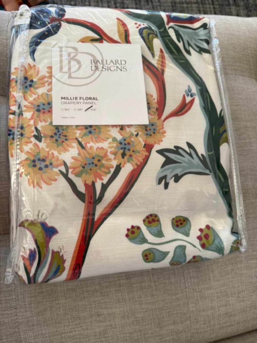 Ballard Designs Millie Floral Drapery Panel